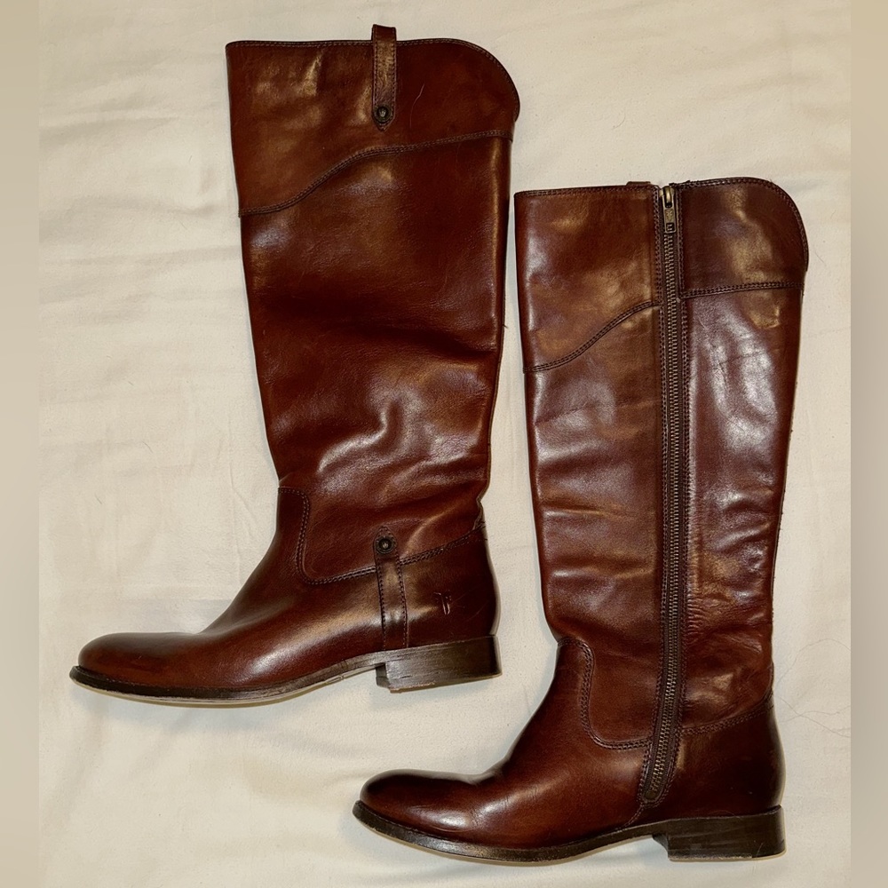 Stunning Frye Brown Leather Riding Boots - sz 9 Extended Calf